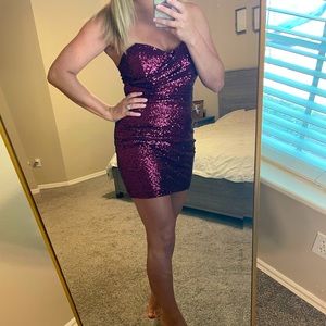 Sleeveless Sophie Burgundy Sequin Mini Dress